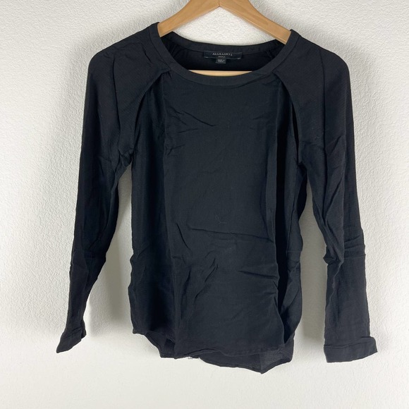 All Saints Tops - ALL SAINTS Black Lucas Cut Out Long Sleeve Top Size S